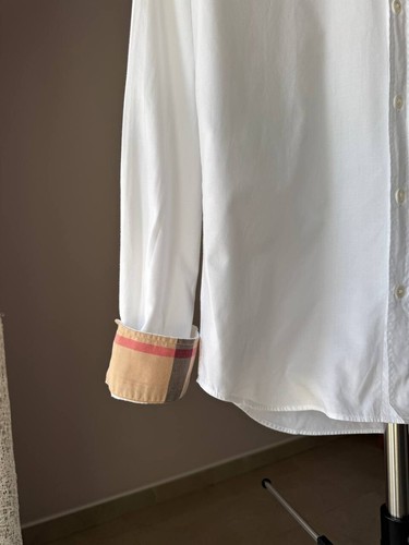 CAMISA BURBERRY BRIT 100% ALGODÓN BLANCO BOTÓN NOVA CUADROS MANGA LARGA HOMBRE TALLA M - Imagen 11 de 21
