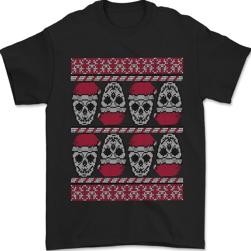 T-Shirt Pour Homme En Coton 100% De Musique Rock Métal Lourd Avec Crânes De Noël - Photo 1/1