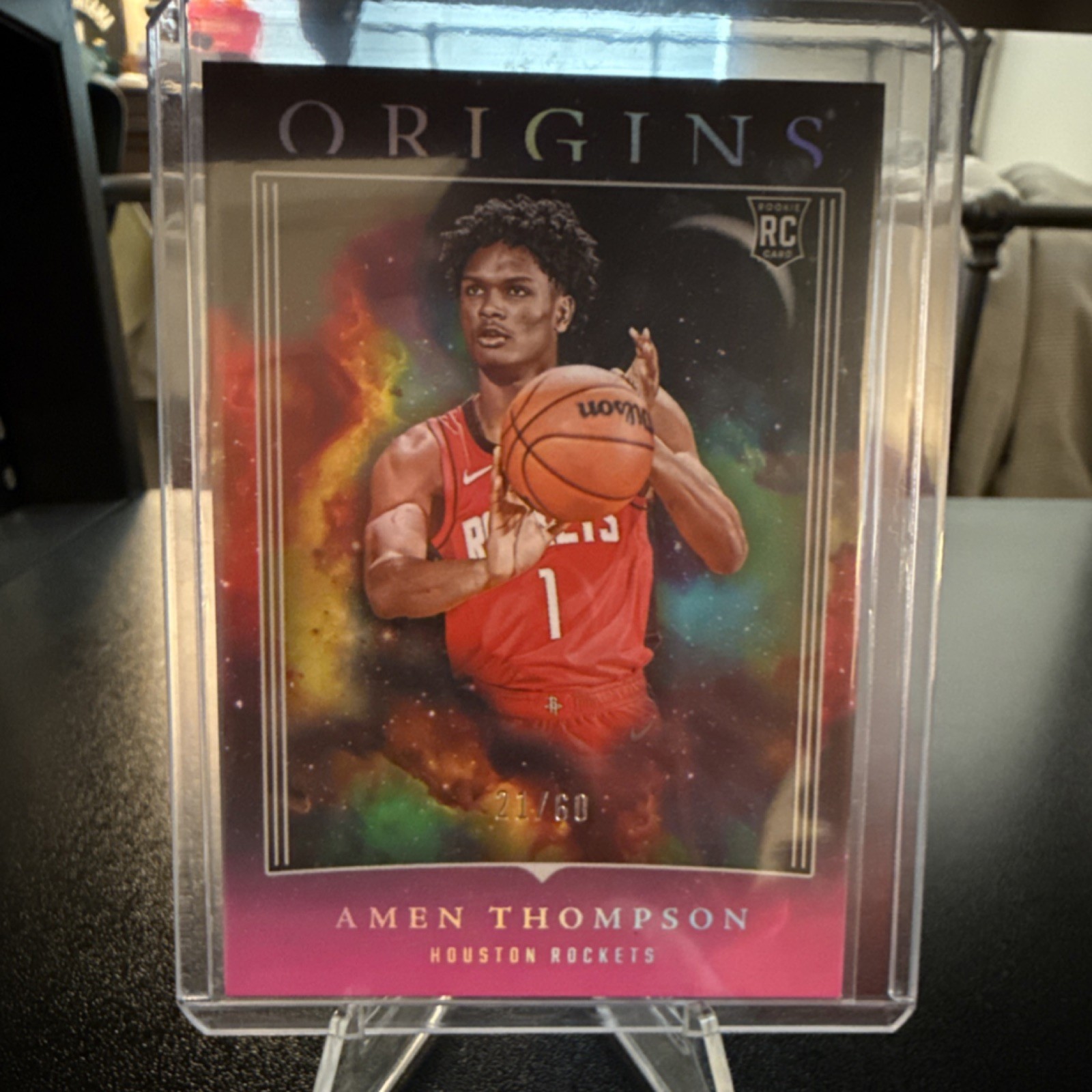 2023-24 Panini Origins Amen Thompson Rookie Pink #99 21/60 Rockets