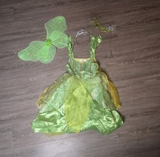 Girls Tinker Bell Inspired Fairy Princess Costume Dress Wings Tiara Wand 5-6T