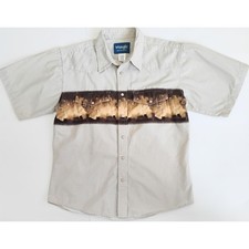 Vintage Wrangler Boys Western Shirt XL 14-16 Tan Horse Graphic Snap Front Cowboy