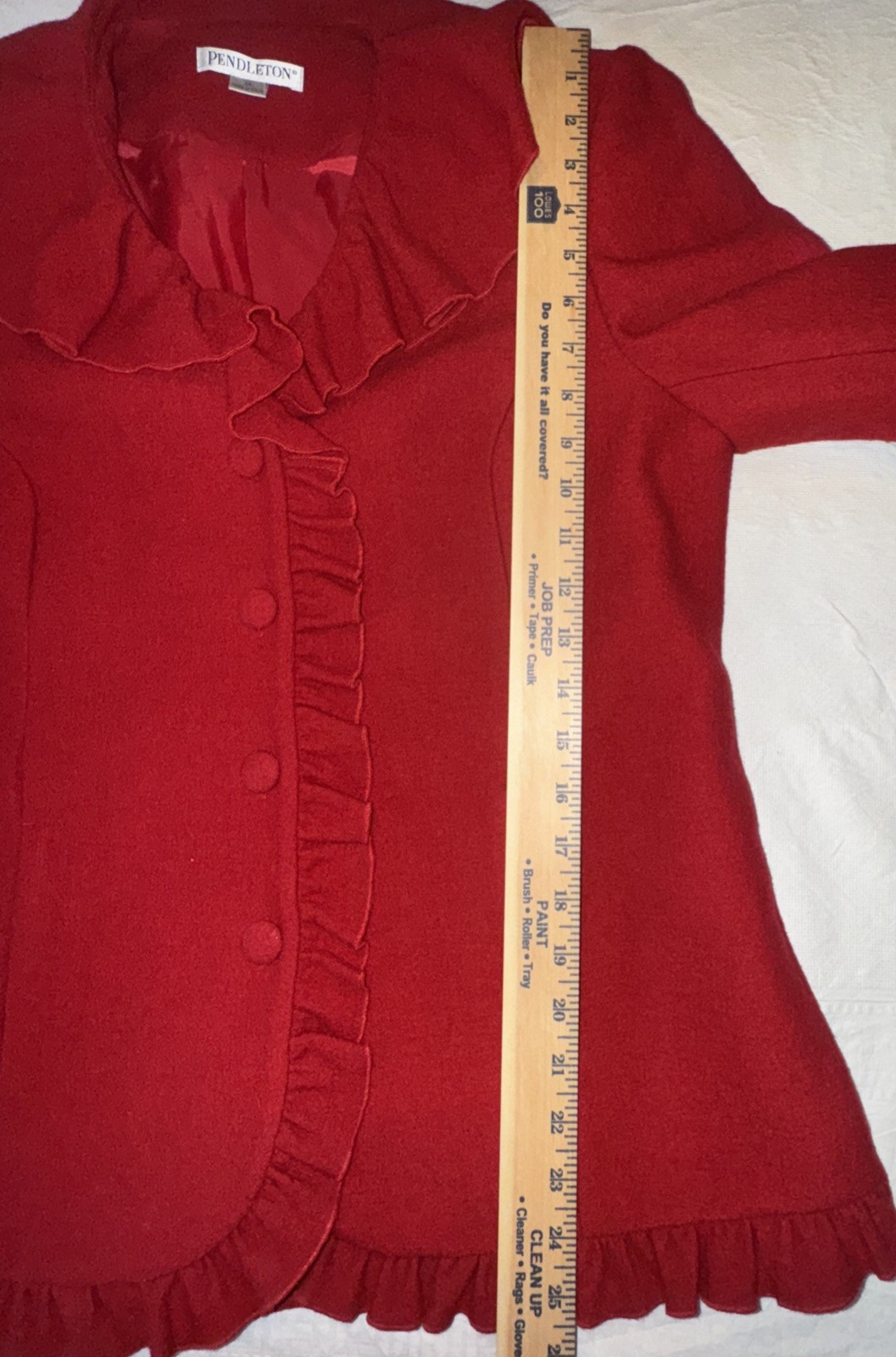 Pendleton Women's Medium Red Ruffle Wool Blazer J… - image 5