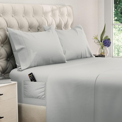DREAMCARE King Size Sheets Set   4 pcs   Extra Deep, 06 - Light Gray 
