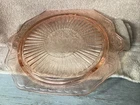 VTG Anchor Hocking pink depression open rose glass footed cake plate