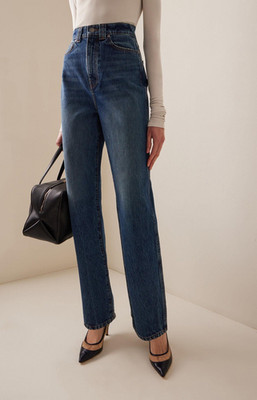 Khaite Women's Blue Medium Wash Denim Albi High Rise Straight Leg Jeans NWT