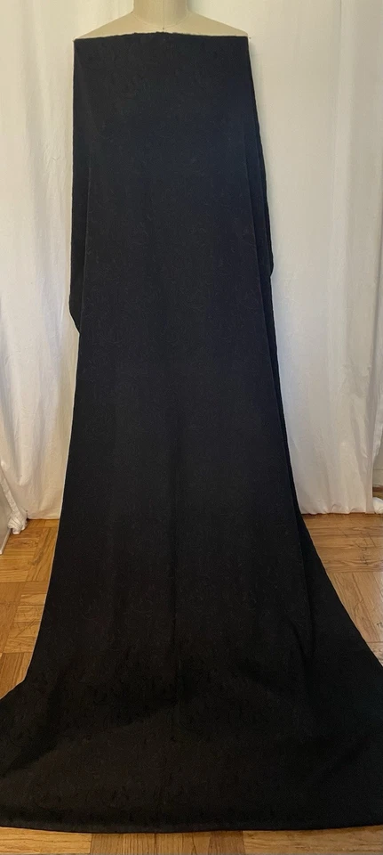 Tela negra de cuervo jacquard en relieve 100 % seda de alta calidad por yarda 44" de ancho Foto 3 de 4