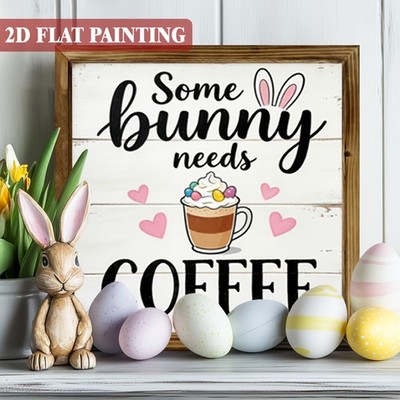 Easter Desktop Decor Coffee Lover Bunny Plaque Playful Farmhouse Home Accent