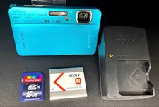 SONY Cyber-shot Blue Compact Digital Camera Tested No English Menu Japan