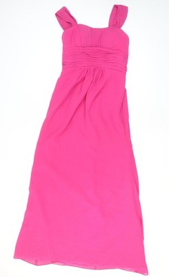 JJ's House Damen rosa Chiffon Empire Taille langes festliches Kleid