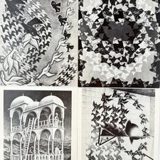 Lot of 4 Vintage Abstract Art Print Postcards 4x6 Retro MCM Art Gallery Wall