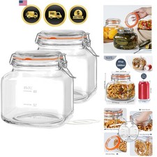 2 Pack Glass Food Storage Jars, Airtight Wide...