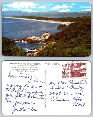 Acapulco Mexico Pie de la Cuesta Panoramic View Lagoon Postcard 1970 Posted