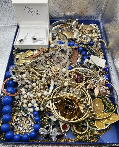 Huge Vintage/Modern Jewelry Lot Signed Trifari Napier Avon 925 Gold 18k Plated