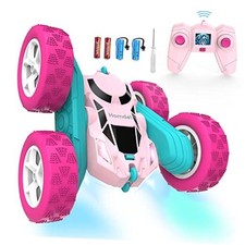 Remote Control Car for Girls, 360 Flipping Stunt Standard Headlights Pink