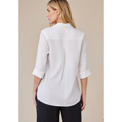 Bella Dahl Top Womens Medium White Effortless Shirt Tail Button Down Oversized - Picture 3 of 9