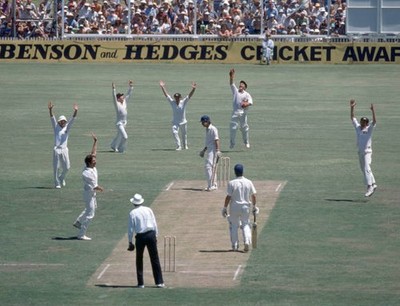 Geoff Miller of England is caught behind by wicketkeeper John Macl- Old Photo