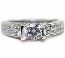 2CT Treated White Sapphire 925 Solid Genuine Sterling Silver Ring Sz 6 MB5-1