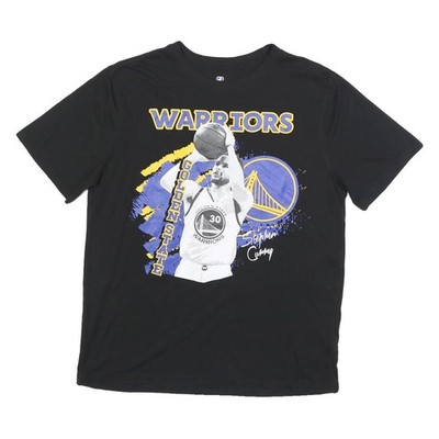NBA Herren T-Shirt Schwarz Golden State Warriors Grafik L Kurzarm Rundhals