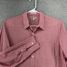 J Crew Thomas Mason Slim Shirt Men Size Large Red Gingham Long Sleeve Button Up