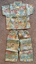 Vintage PJ Traditional 2 Piece Chinese Pajama Set Sz 1T New Bought In Hong Kong