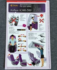 Safety Card Thai Airways Airbus A340-500 Issue 03
