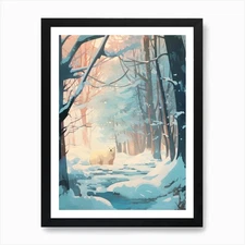 Winter Polar Bear 2 Illustration Ar Framed Wall Art Poster Canvas Print Picture