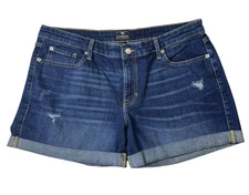 Gap Sexy Boyfriend Short Dark Wash Distressed Denim Shorts Cuffed Size 12/31