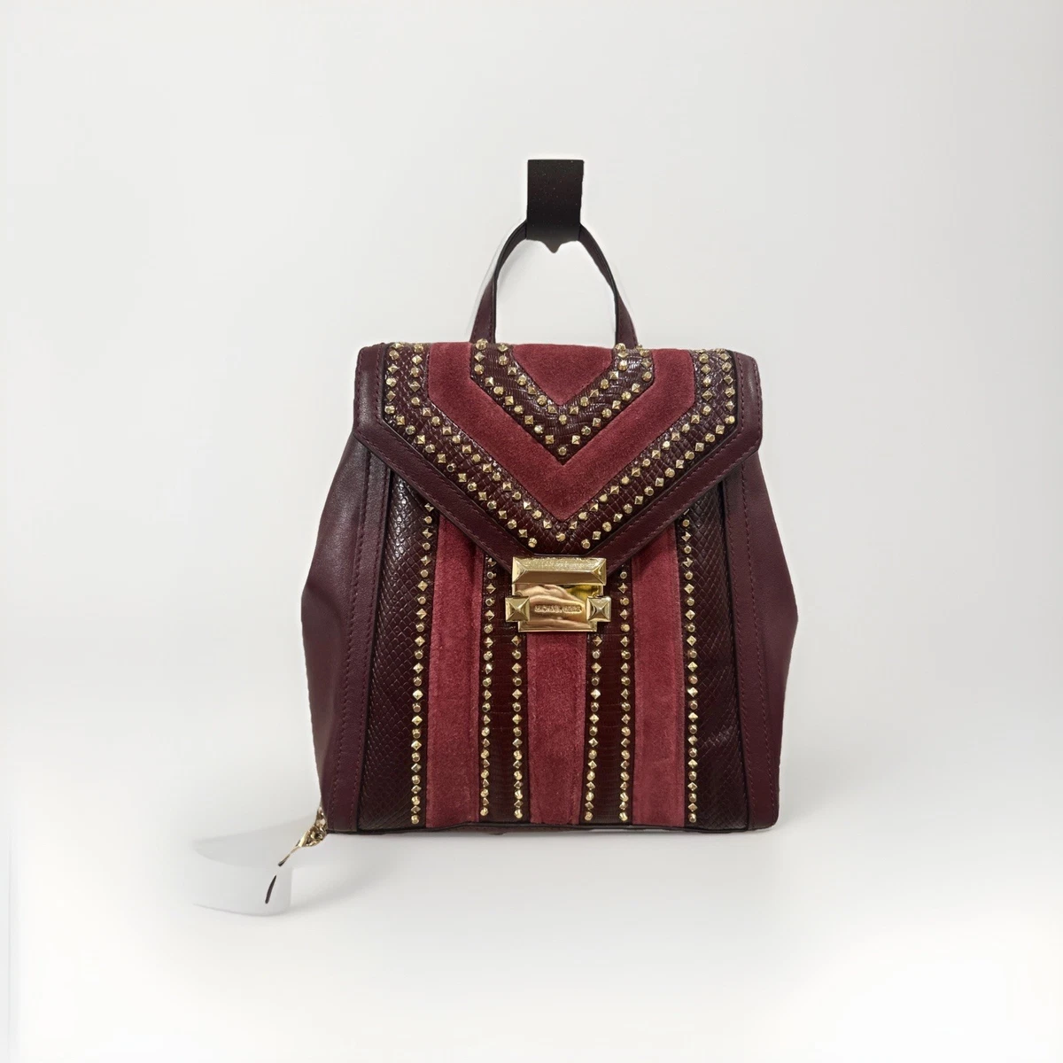 Michael Kors Mindy Black Leather Chain Pushlock Flap Closure Backpack - $398 Michael Kors Womens Jet Set Medium Pebbled Leather Backpack  main image 3