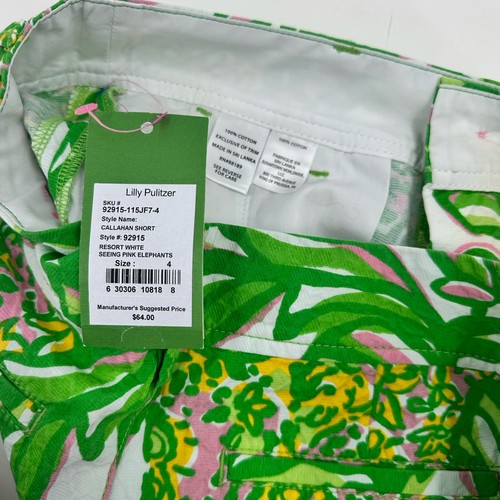 Lilly Pulitzer Callahan Shorts Resort weiß sehen rosa Elefanten Größe 4 - Bild 6 von 6