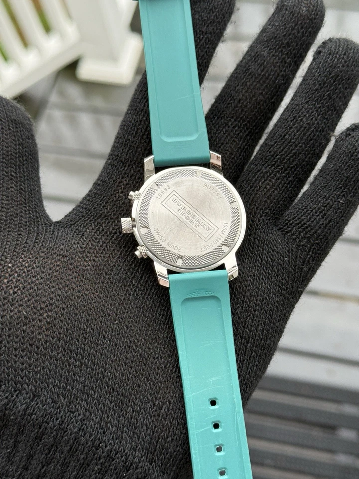 博柏利 Aquablue 运动不锈钢橡胶男士腕表 — 第 4/4 张图片