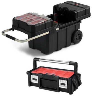 Keter Rolling ToolBox with Telescoping Handle 18'' Cantilever Tool Box Organizer