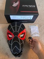 Spiderman Mask with Ring Control Moving Eyes Light Up, Interactive Superhero
