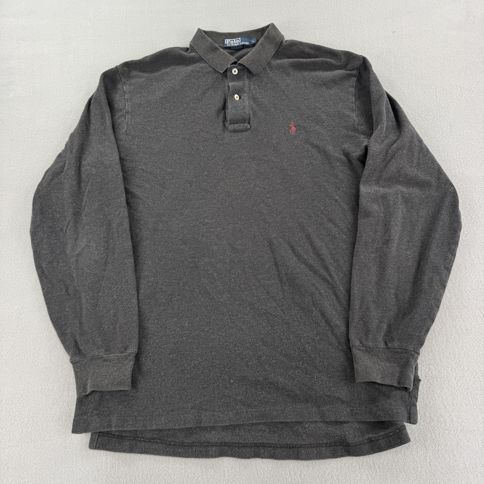 Polo Ralph Lauren camicia uomo grande grigia manica lunga vestibilità classica logo pony cotone