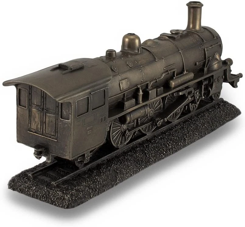 Locomotora de vapor de 10 1/2" tren motor estatua coleccionable color bronce antiguo Foto 2 de 4