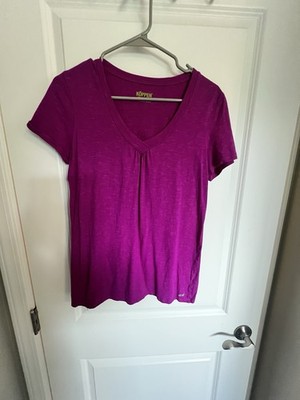 Women s Kuhn Brand V-Neck Short Sleeve Shirt Size Large Purple