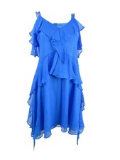 Taylor Women's Petite Sleeveless Ruffled Dress (4P, Azure)