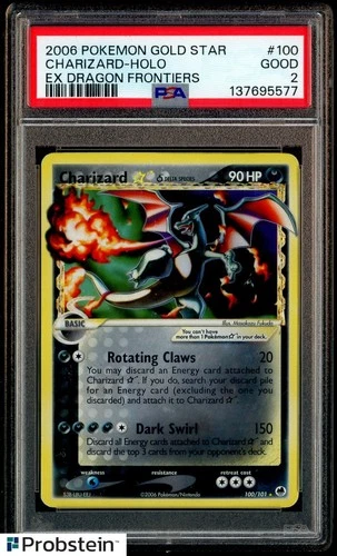 2006 Pokemon Gold Star EX Dragon Frontiers #100 Charizard Holo PSA 2 GOOD