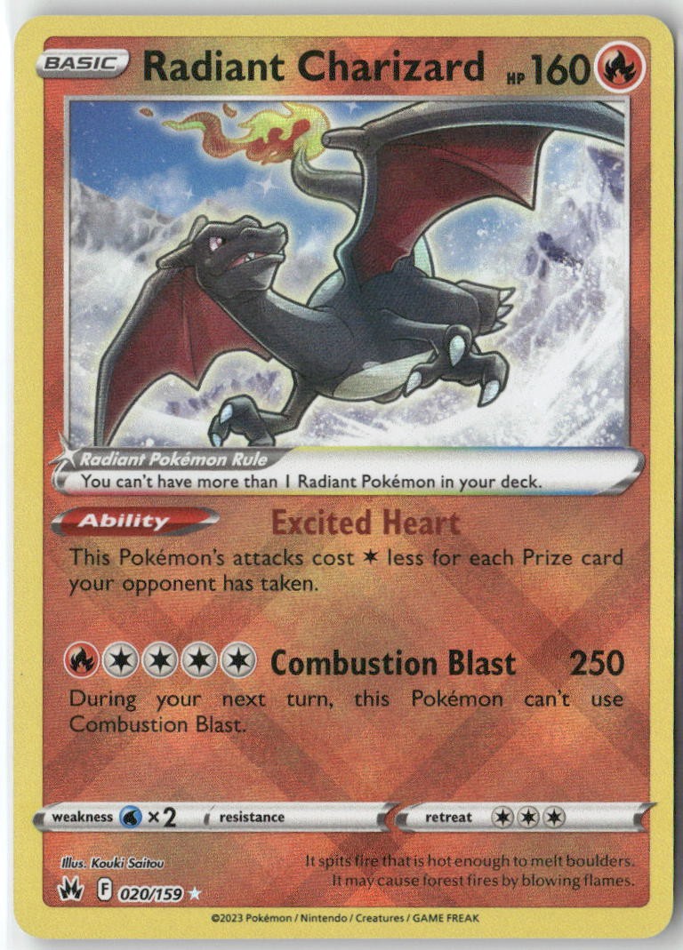 Radiant Charizard 020/159 Radiant Rare Crown Zenith Pokemon Holo Near Mint