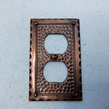 Arts & Crafts Aged Brass Outlet Plate Cover Legacy Hammered Metal Wall Plates