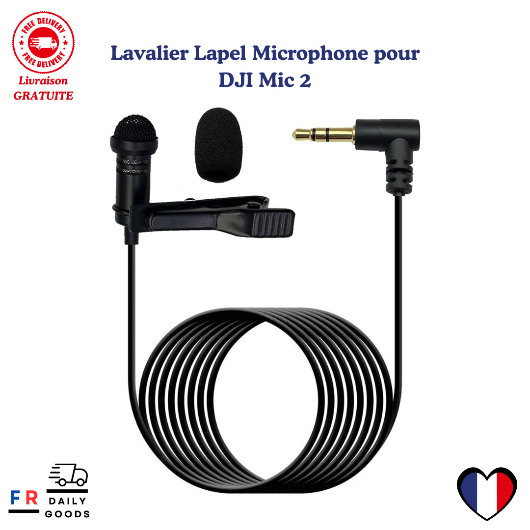 Micro cravate pour DJI Mic 2 idéal pour interview et vlog en extérieur
