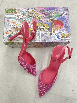 #ad NIB Jeffrey Campbell Zivote Slingback Women#x27;s Pump In Pink Combo Size:39m US:9 $68.75