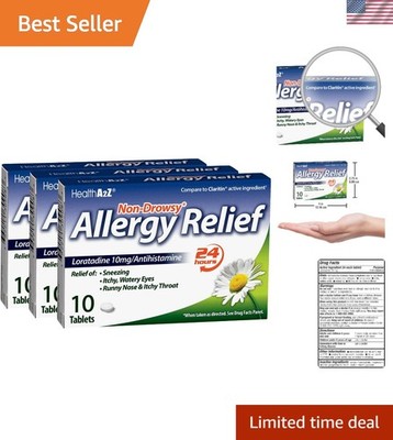 Non-Drowsy Loratadine 10mg Tablets for Allergy Relief | 30 Tablets per Bottle