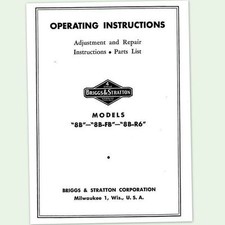 Briggs And Stratton 8B Engine Operators Repair Parts Manual Service Owners Bs &