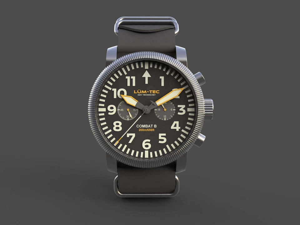 Lum-Tec Mens Watch Combat B64 Chronograph 43mm Black Dial Miyota Japan OS21J - Image 4 of 4