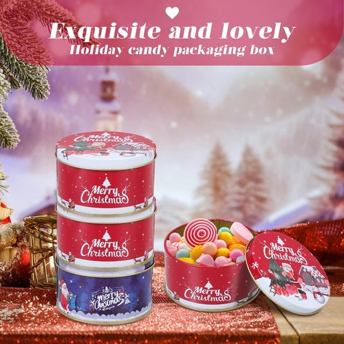 Metal Christmas Cookie Containers Tins 12pcs Round Cookies Boxes Containers F... - Picture 7 of 9