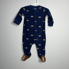 Carters Baby 6 Months Fleece Sleeper Pjs Football Navy Sport Boy