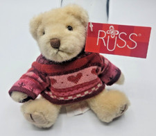 RUSS Love Me Teddies Plush Teddy Bear EUC Valentine Toy 5" Stuffed Animal