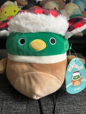 Squishmallows Avery The Duck 8" Plaid Red Black Hat Christmas Winter