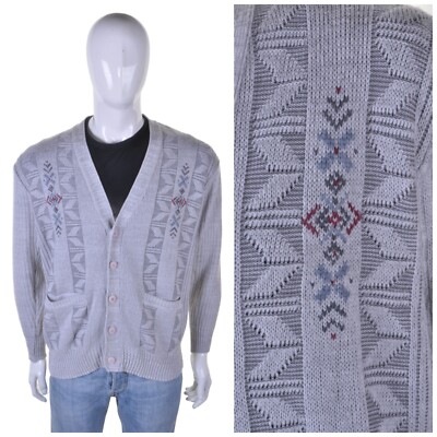 Vintage Fairisle Strickjacke XL Nordic Iceland Schneeflocken Fischer Pullover