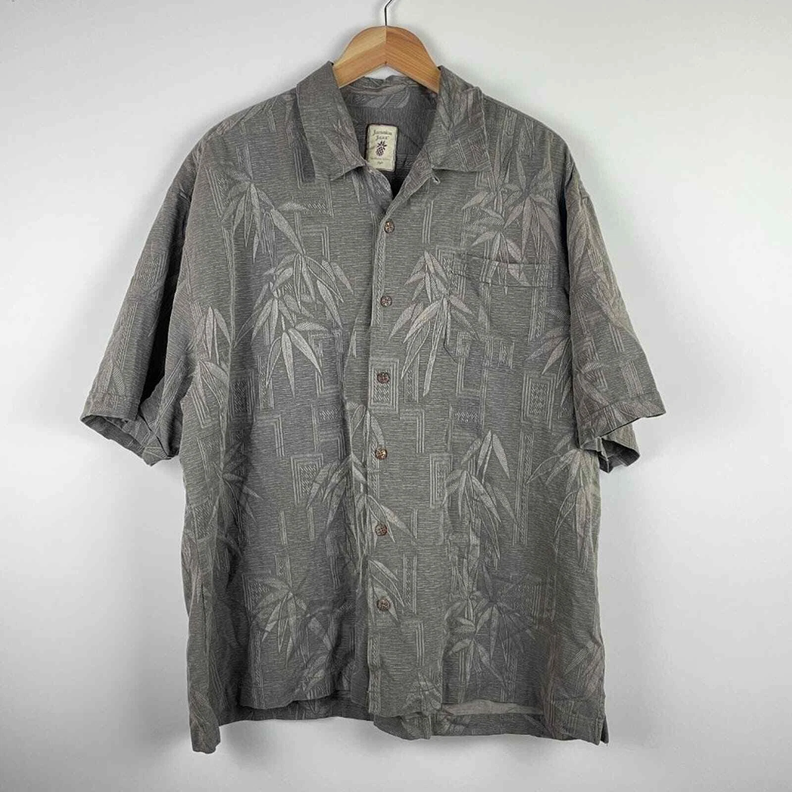 Jamaica Jaxx Hawaiian Brown Bamboo Pattern Men’s Shirt - Size XXL- 100% Silk